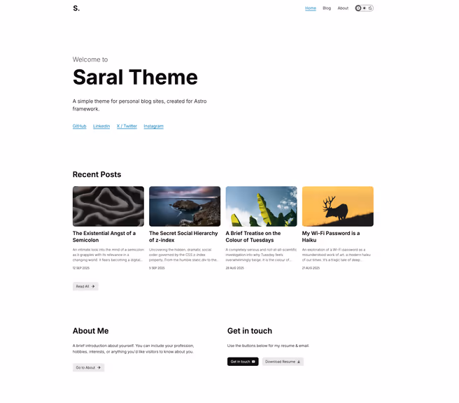 Saral Theme 的 demo